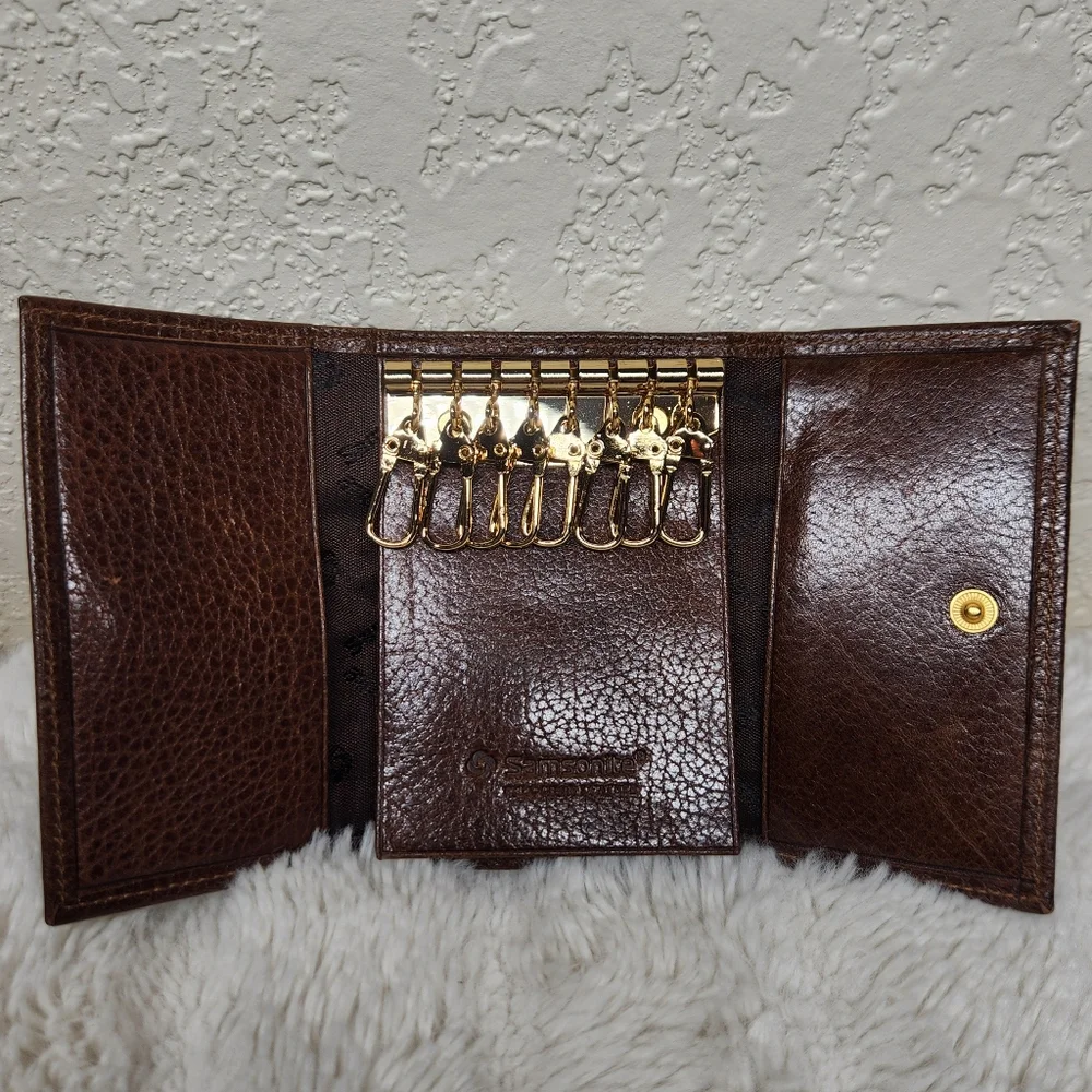 Vintage Samsonite Brown Full Grain Leather Wallet Key Holder